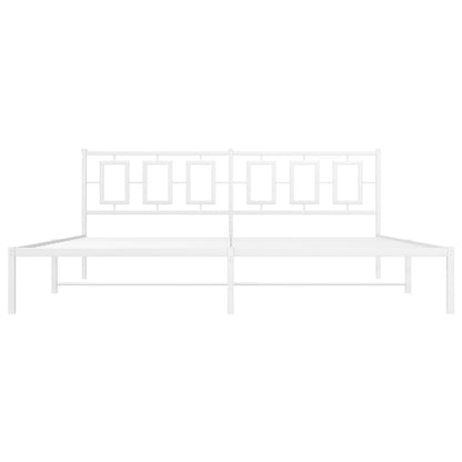 Bedframe Metaal Wit 200 x 200 cm met hoofdbord