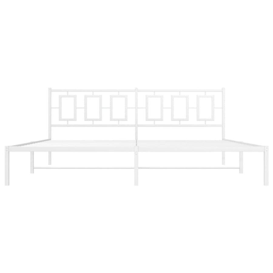 Bedframe Metaal Wit 200 x 200 cm met hoofdbord
