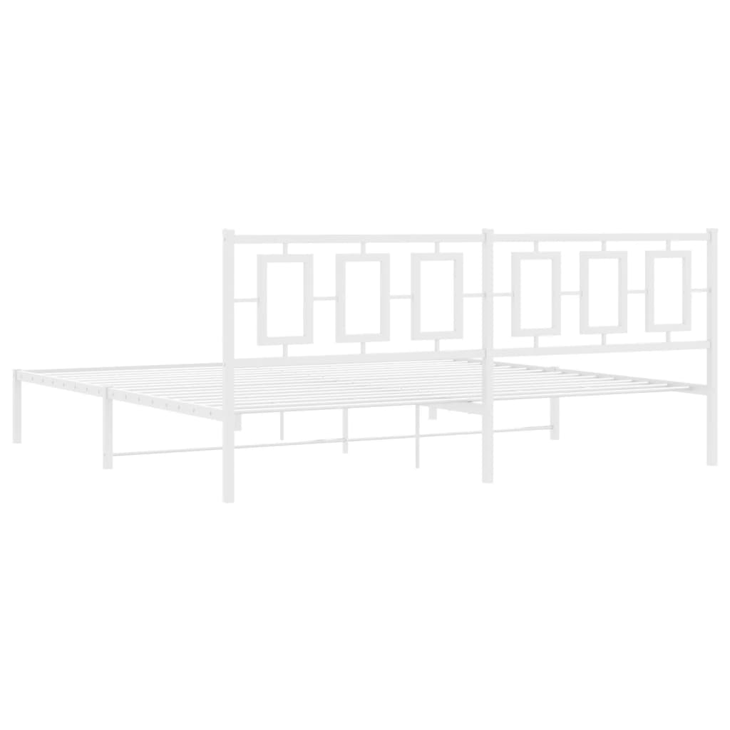 Bedframe Metaal Wit 200 x 200 cm met hoofdbord