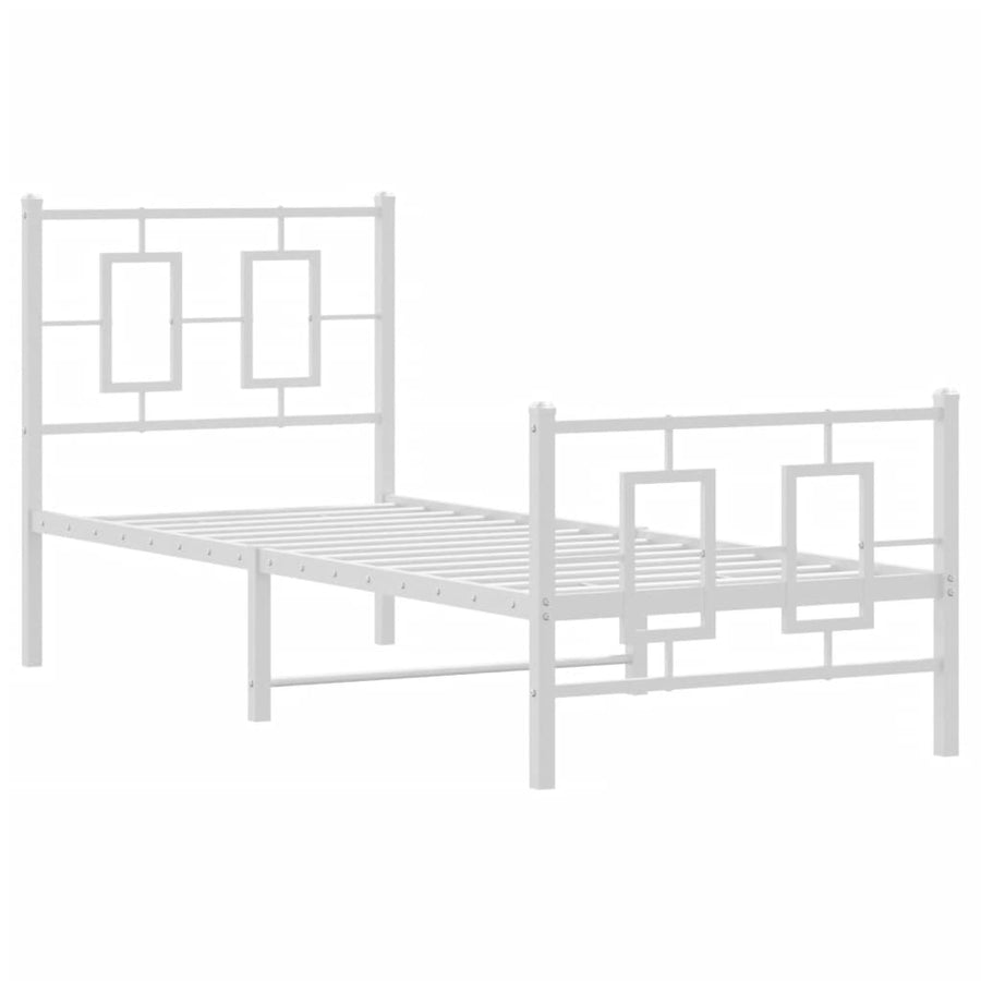 Bedframe Met Hoofd- En Voeteneinde Metaal Wit 80 x 200 cm met hoofdbord & voetbord