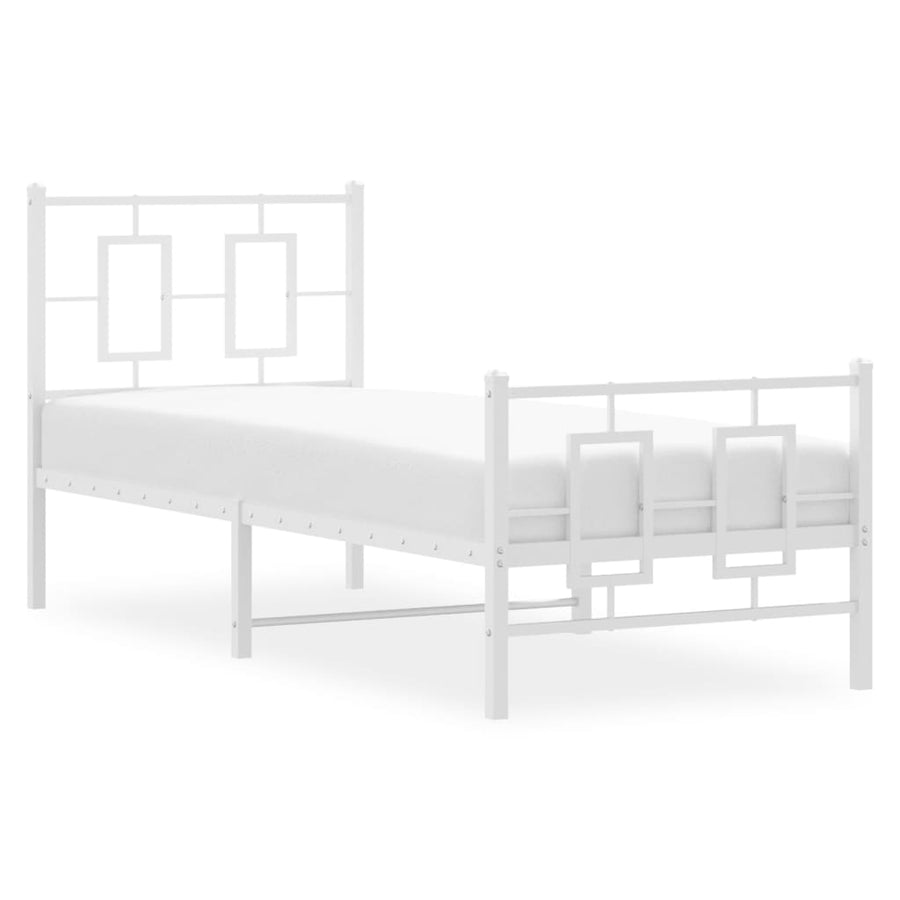 Bedframe Met Hoofd- En Voeteneinde Metaal Wit 80 x 200 cm met hoofdbord & voetbord