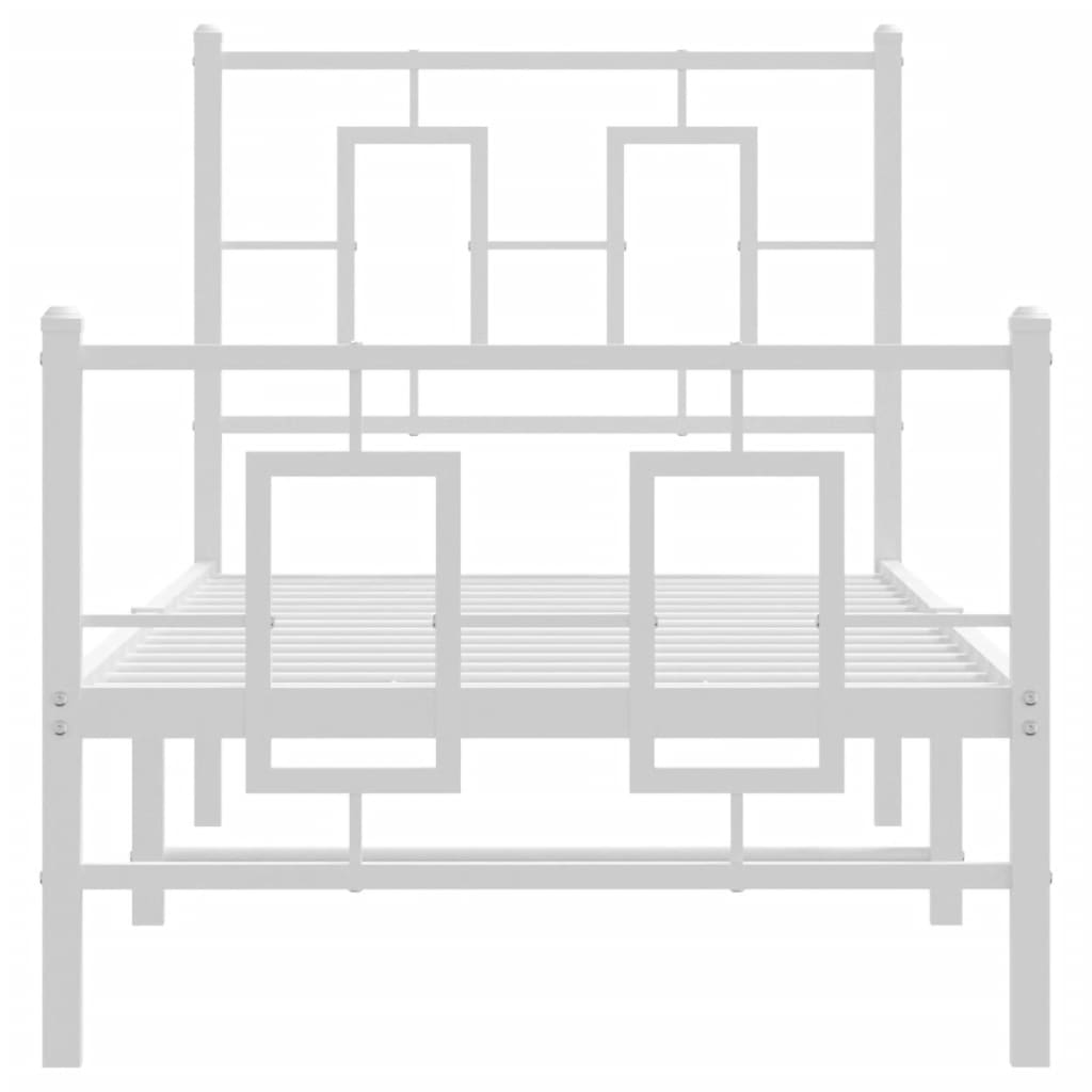 Bedframe Met Hoofd- En Voeteneinde Metaal Wit 80 x 200 cm met hoofdbord & voetbord