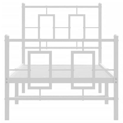 Bedframe Met Hoofd- En Voeteneinde Metaal Wit 80 x 200 cm met hoofdbord & voetbord