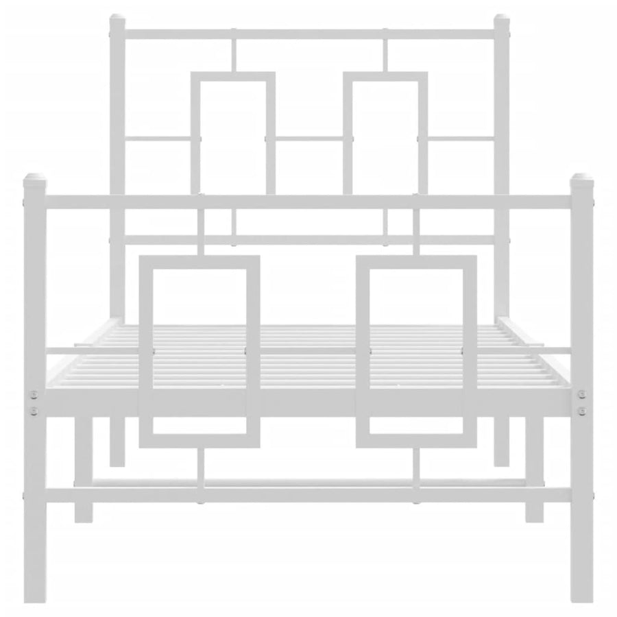 Bedframe Met Hoofd- En Voeteneinde Metaal Wit 80 x 200 cm met hoofdbord & voetbord