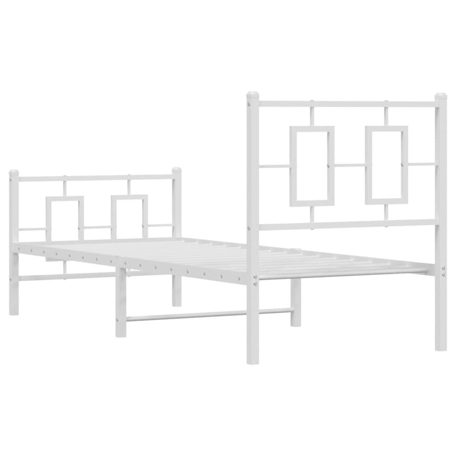 Bedframe Met Hoofd- En Voeteneinde Metaal Wit 80 x 200 cm met hoofdbord & voetbord
