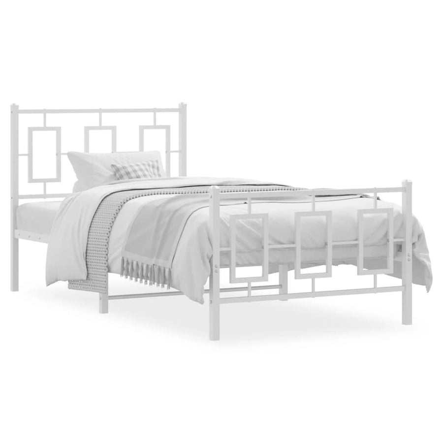 Bedframe Met Hoofd- En Voeteneinde Metaal 90 x 200 cm Wit
