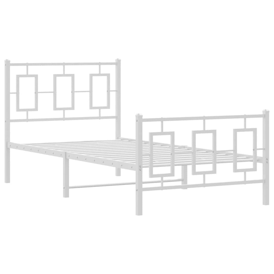 Bedframe Met Hoofd- En Voeteneinde Metaal 90 x 200 cm Wit