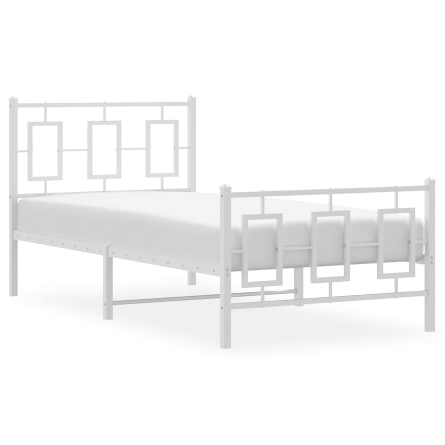 Bedframe Met Hoofd- En Voeteneinde Metaal 90 x 200 cm Wit