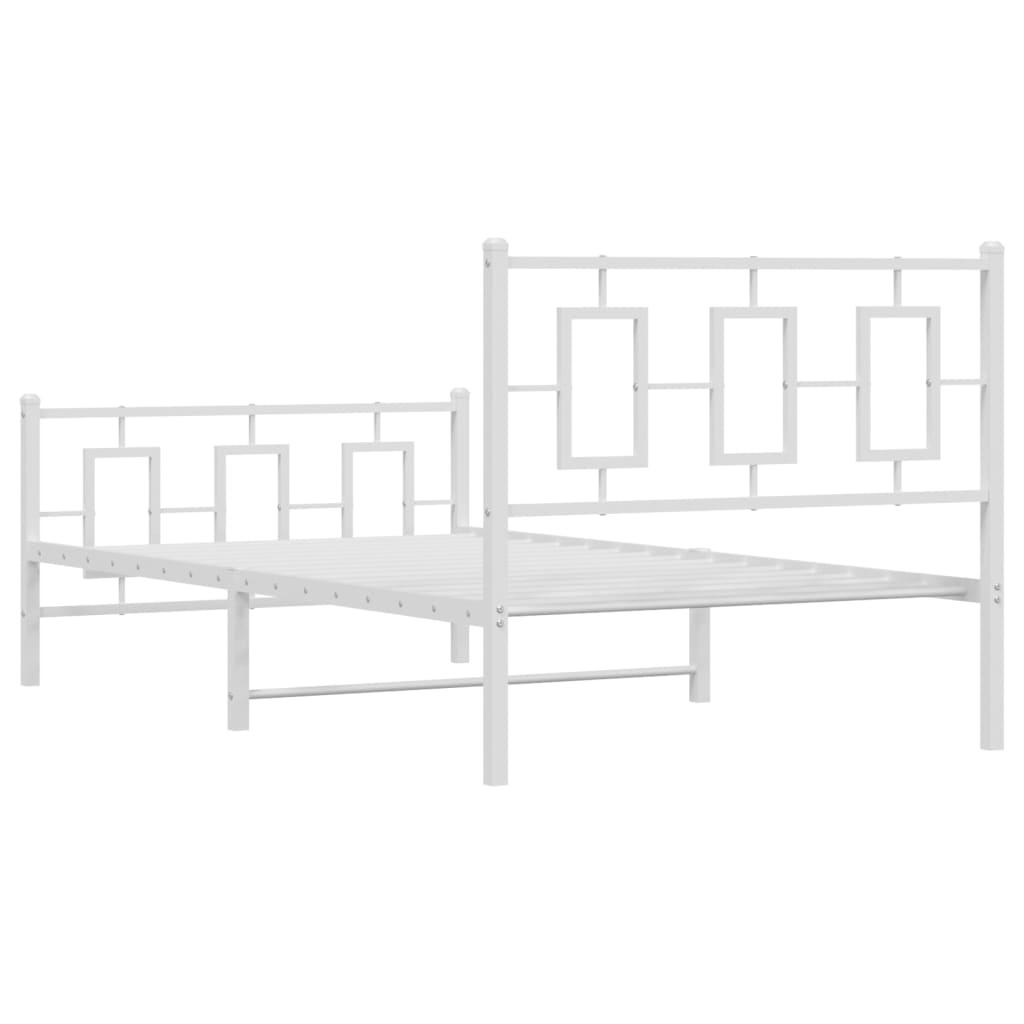 Bedframe Met Hoofd- En Voeteneinde Metaal Wit 100 x 190 cm met hoofdbord & voetbord