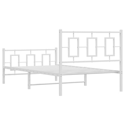 Bedframe Met Hoofd- En Voeteneinde Metaal Wit 100 x 190 cm met hoofdbord & voetbord