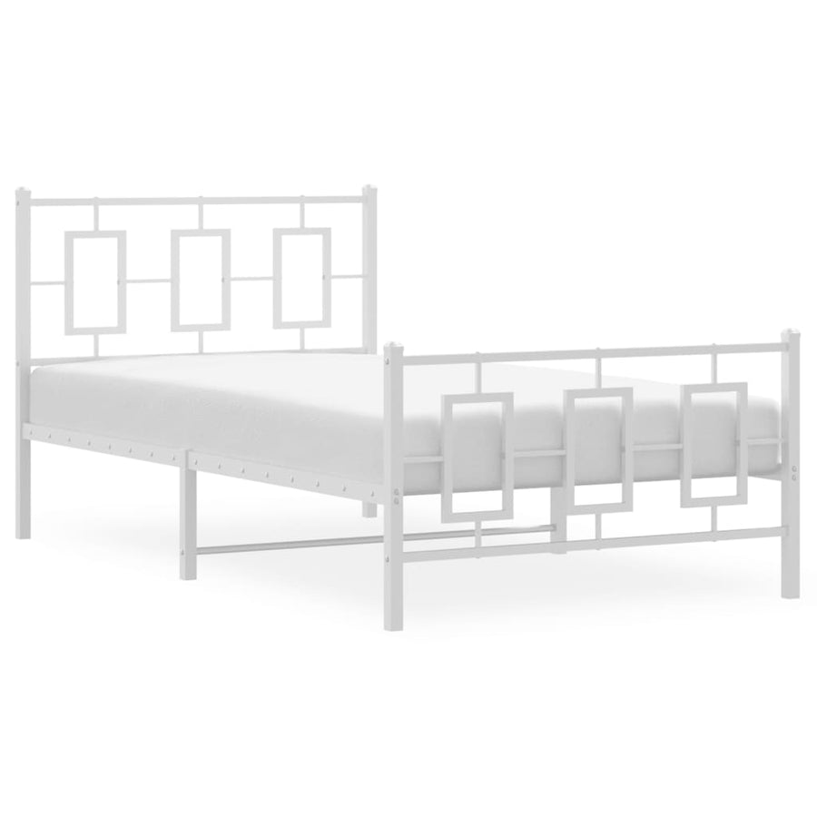 Bedframe met hoofd- en voeteneinde metaal wit 100x200 cm