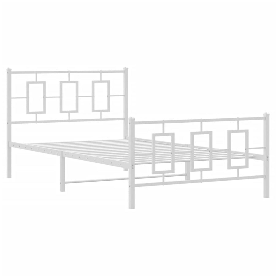Bedframe Met Hoofd- En Voeteneinde Metaal Wit 107 x 203 cm met hoofdbord & voetbord