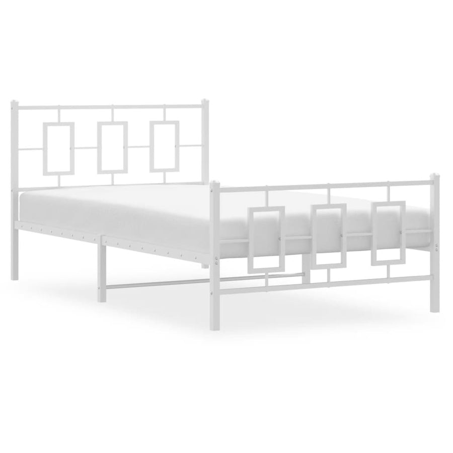 Bedframe Met Hoofd- En Voeteneinde Metaal Wit 107 x 203 cm met hoofdbord & voetbord
