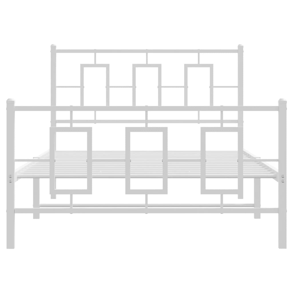 Bedframe Met Hoofd- En Voeteneinde Metaal Wit 107 x 203 cm met hoofdbord & voetbord