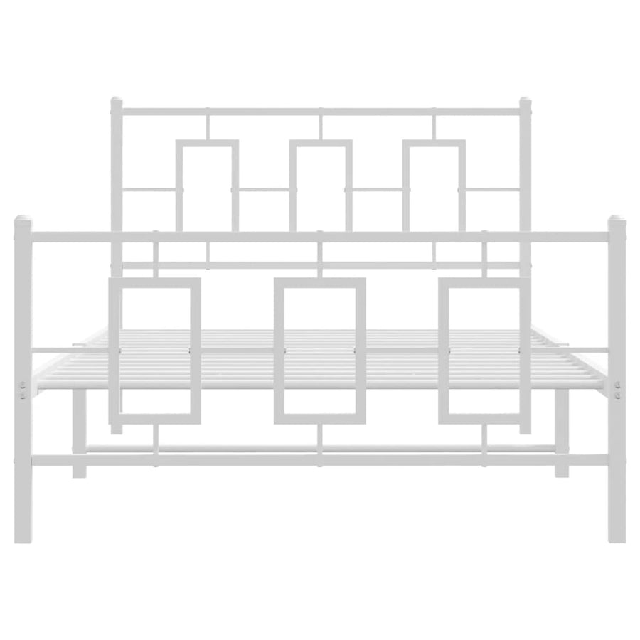 Bedframe Met Hoofd- En Voeteneinde Metaal Wit 107 x 203 cm met hoofdbord & voetbord