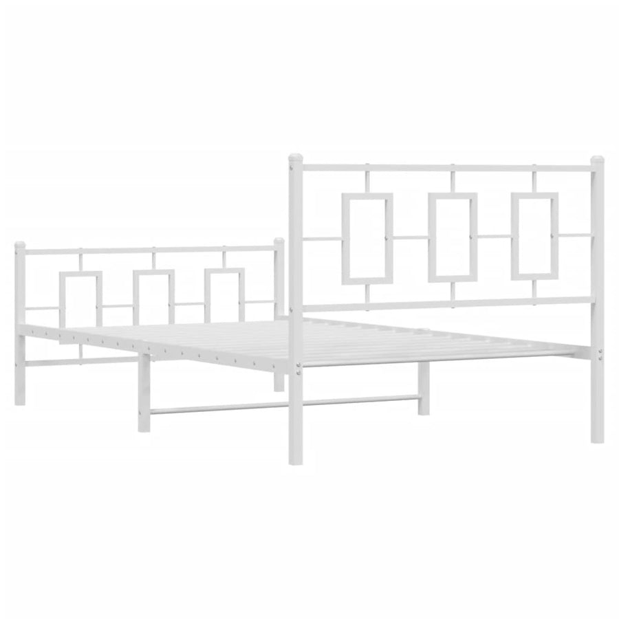 Bedframe Met Hoofd- En Voeteneinde Metaal Wit 107 x 203 cm met hoofdbord & voetbord