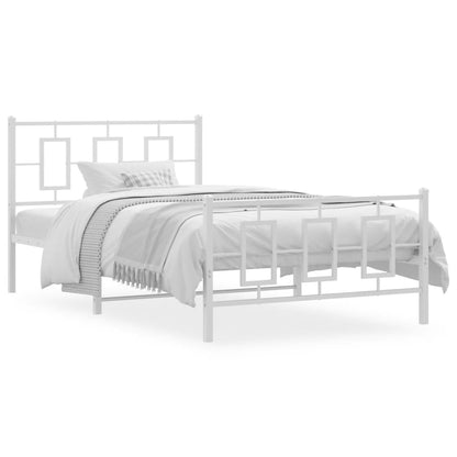 Bedframe Met Hoofd- En Voeteneinde Metaal Wit 107 x 203 cm met hoofdbord & voetbord