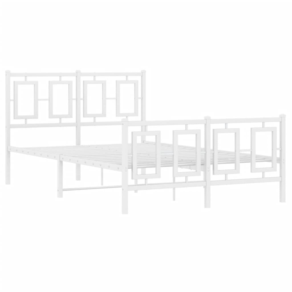 Bedframe Met Hoofd- En Voeteneinde Metaal 120 X 190 Cm Wit met hoofdbord & voetbord