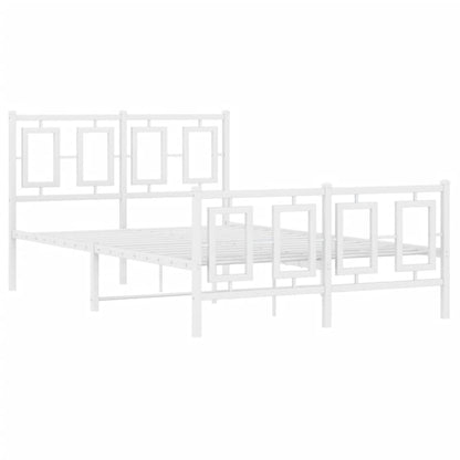 Bedframe Met Hoofd- En Voeteneinde Metaal 120 X 190 Cm Wit met hoofdbord & voetbord