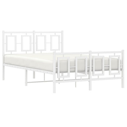 Bedframe Met Hoofd- En Voeteneinde Metaal 120 X 190 Cm Wit met hoofdbord & voetbord