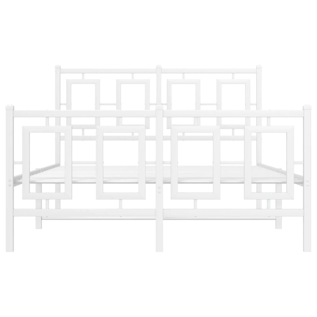 Bedframe Met Hoofd- En Voeteneinde Metaal 120 X 190 Cm Wit met hoofdbord & voetbord