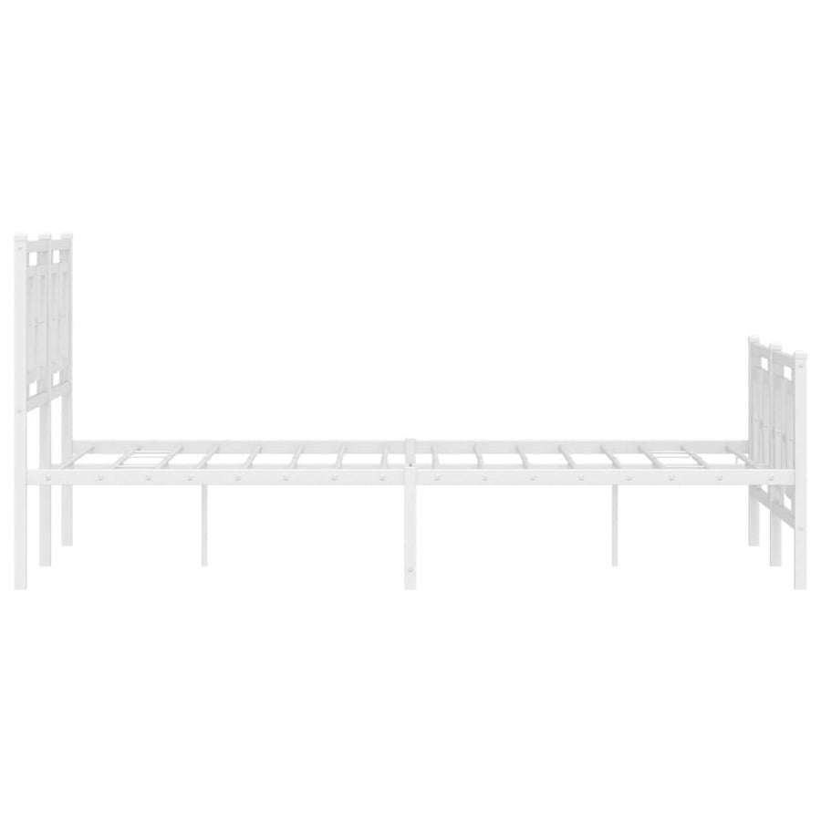 Bedframe Met Hoofd- En Voeteneinde Metaal 120 X 190 Cm Wit met hoofdbord & voetbord