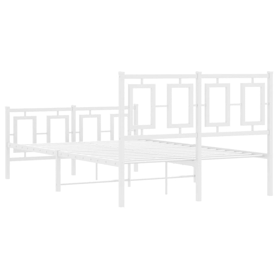 Bedframe Met Hoofd- En Voeteneinde Metaal 120 X 190 Cm Wit met hoofdbord & voetbord