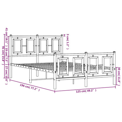 Bedframe Met Hoofd- En Voeteneinde Metaal 120 X 190 Cm Wit met hoofdbord & voetbord