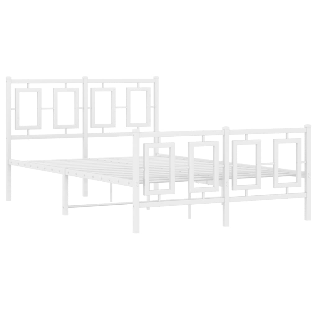 Bedframe Met Hoofd- En Voeteneinde Metaal Wit 120 x 200 cm met hoofdbord & voetbord