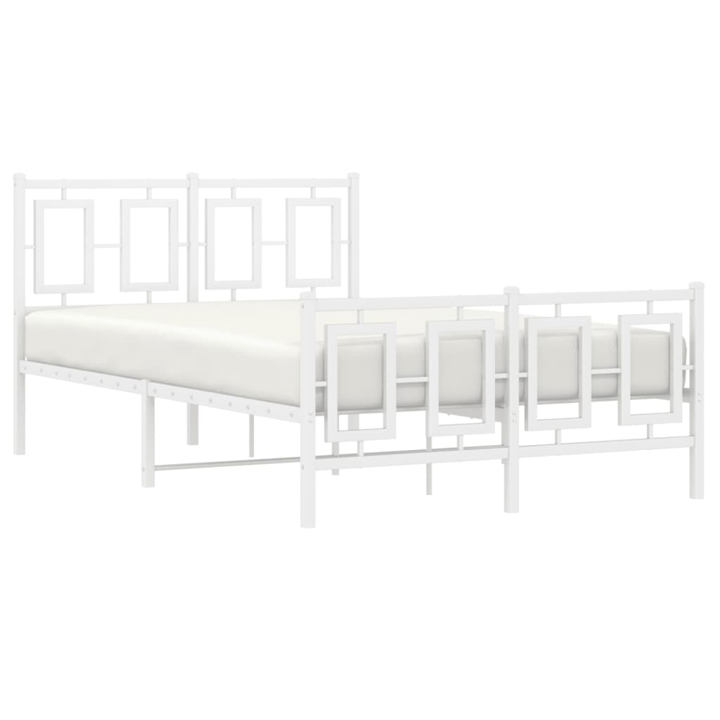 Bedframe Met Hoofd- En Voeteneinde Metaal Wit 120 x 200 cm met hoofdbord & voetbord