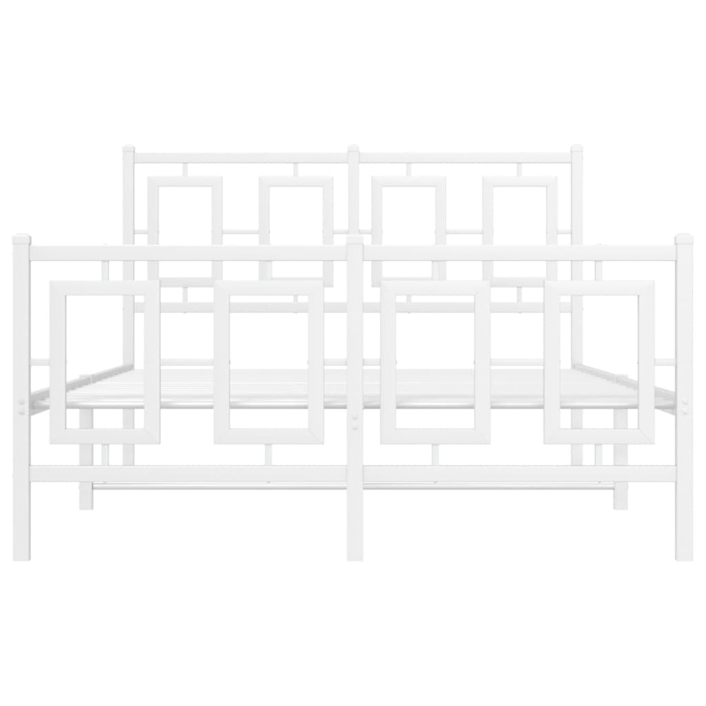 Bedframe Met Hoofd- En Voeteneinde Metaal Wit 120 x 200 cm met hoofdbord & voetbord