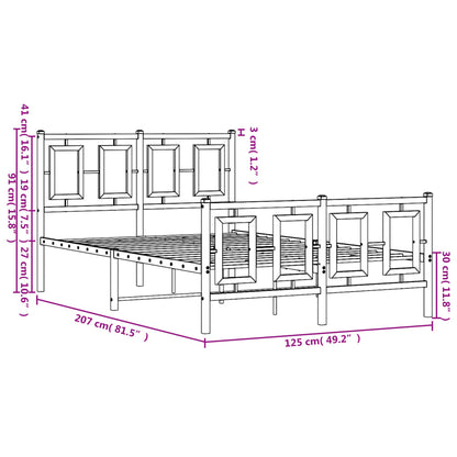 Bedframe Met Hoofd- En Voeteneinde Metaal Wit 120 x 200 cm met hoofdbord & voetbord