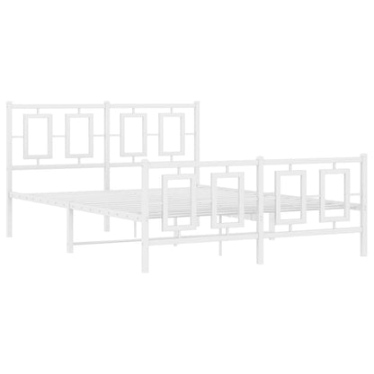 Bedframe Met Hoofd- En Voeteneinde Metaal Wit 135 x 190 cm met hoofdbord & voetbord
