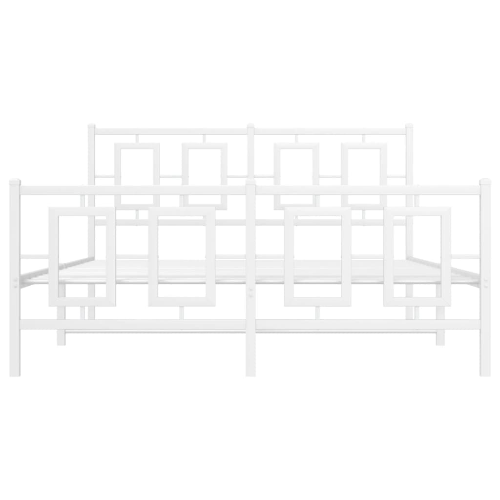 Bedframe Met Hoofd- En Voeteneinde Metaal Wit 135 x 190 cm met hoofdbord & voetbord