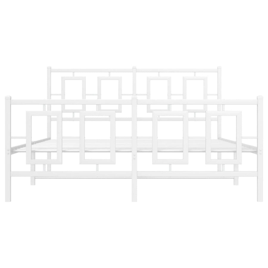 Bedframe Met Hoofd- En Voeteneinde Metaal Wit 135 x 190 cm met hoofdbord & voetbord