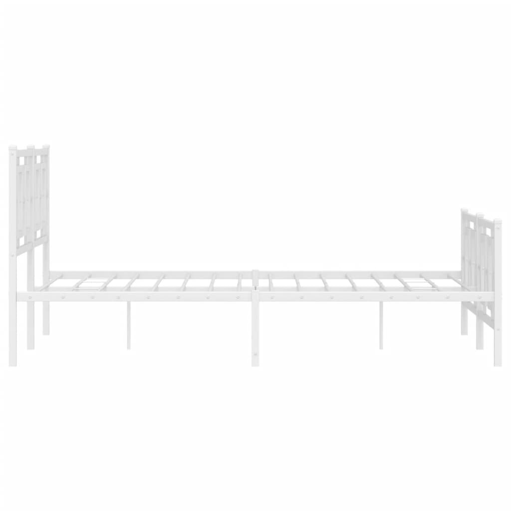 Bedframe Met Hoofd- En Voeteneinde Metaal Wit 135 x 190 cm met hoofdbord & voetbord