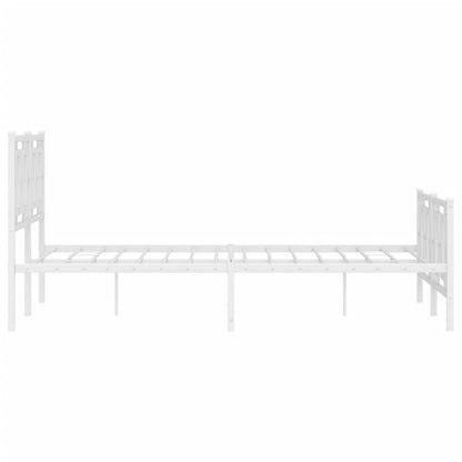 Bedframe Met Hoofd- En Voeteneinde Metaal Wit 135 x 190 cm met hoofdbord & voetbord