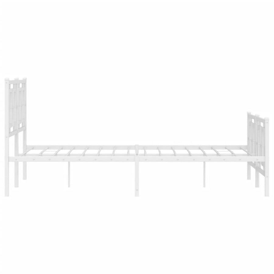 Bedframe Met Hoofd- En Voeteneinde Metaal Wit 135 x 190 cm met hoofdbord & voetbord