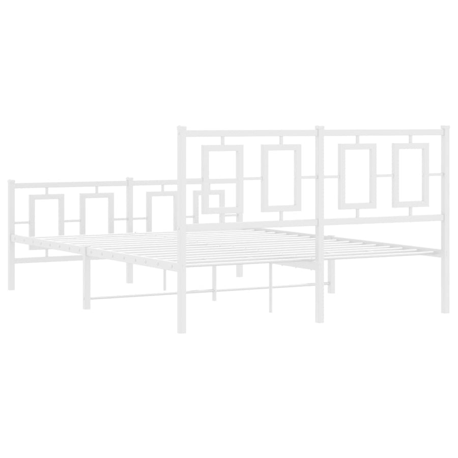 Bedframe Met Hoofd- En Voeteneinde Metaal Wit 135 x 190 cm met hoofdbord & voetbord