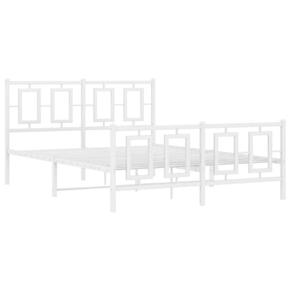 Bedframe Met Hoofd- En Voeteneinde Metaal Wit 140 x 190 cm met hoofdbord & voetbord