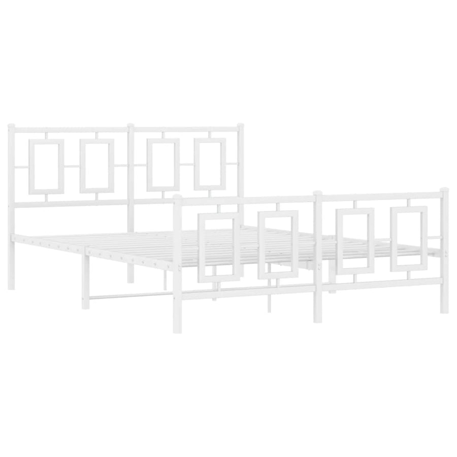 Bedframe Met Hoofd- En Voeteneinde Metaal Wit 140 x 190 cm met hoofdbord & voetbord