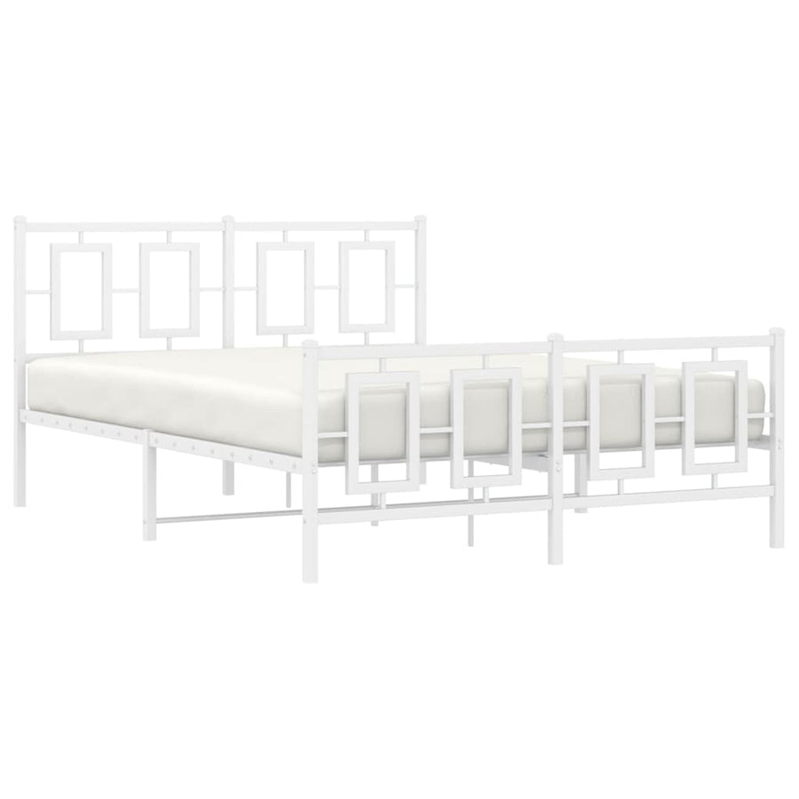 Bedframe Met Hoofd- En Voeteneinde Metaal Wit 140 x 190 cm met hoofdbord & voetbord