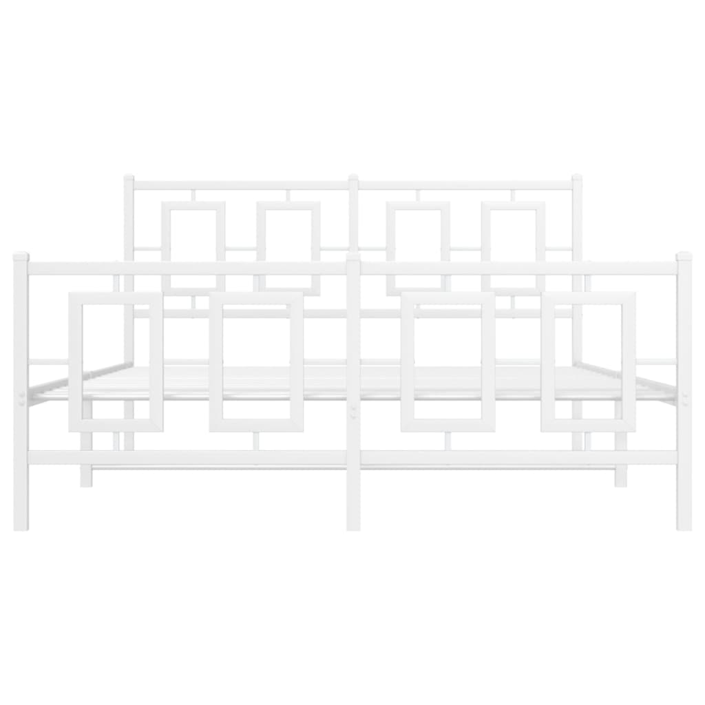 Bedframe Met Hoofd- En Voeteneinde Metaal Wit 140 x 190 cm met hoofdbord & voetbord