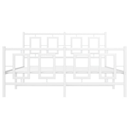 Bedframe Met Hoofd- En Voeteneinde Metaal Wit 140 x 190 cm met hoofdbord & voetbord