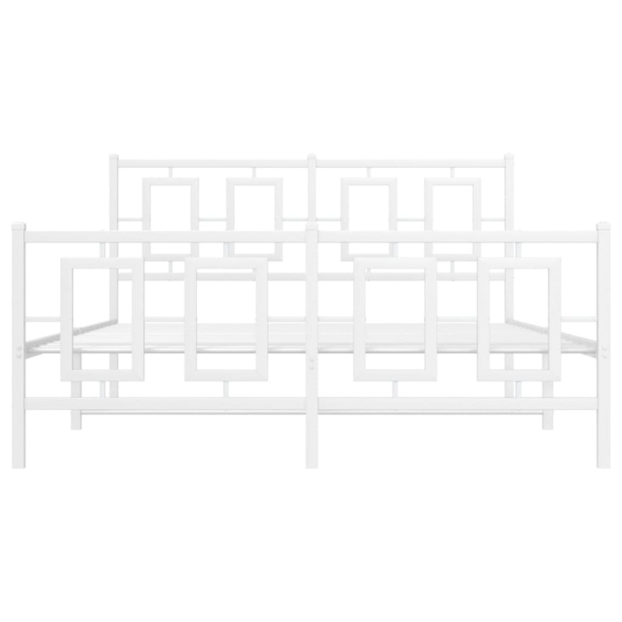 Bedframe Met Hoofd- En Voeteneinde Metaal Wit 140 x 190 cm met hoofdbord & voetbord