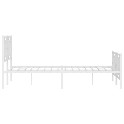 Bedframe Met Hoofd- En Voeteneinde Metaal Wit 140 x 190 cm met hoofdbord & voetbord