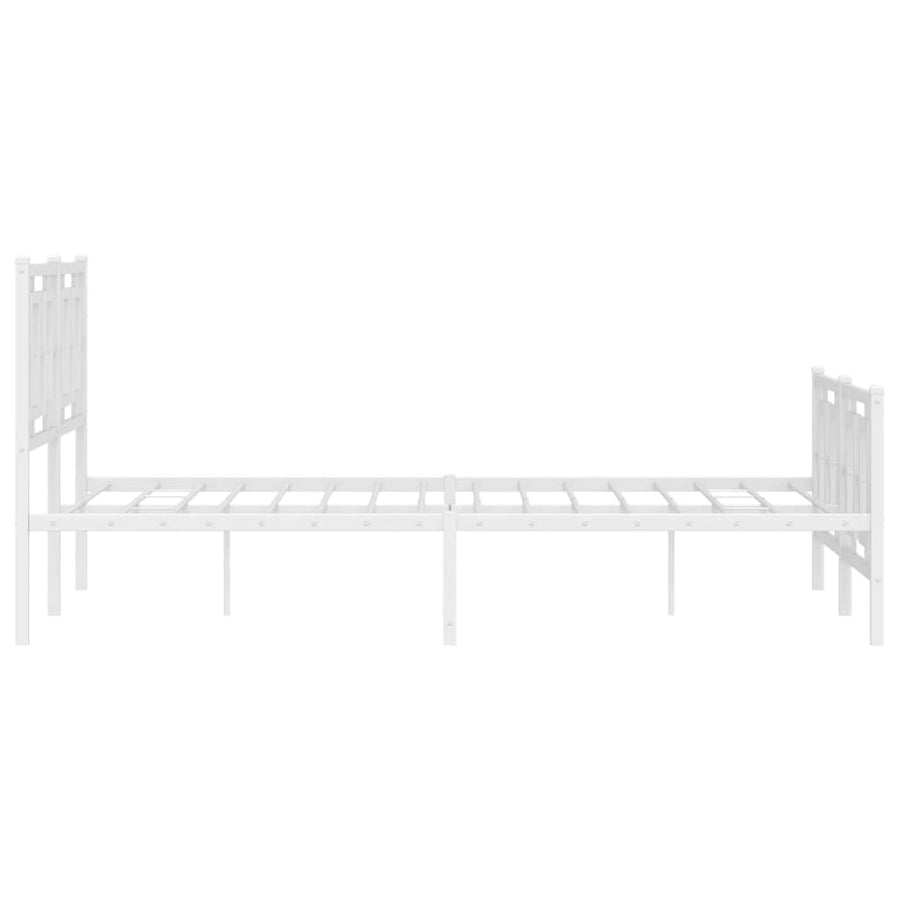 Bedframe Met Hoofd- En Voeteneinde Metaal Wit 140 x 190 cm met hoofdbord & voetbord
