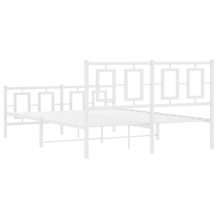 Bedframe Met Hoofd- En Voeteneinde Metaal Wit 140 x 190 cm met hoofdbord & voetbord