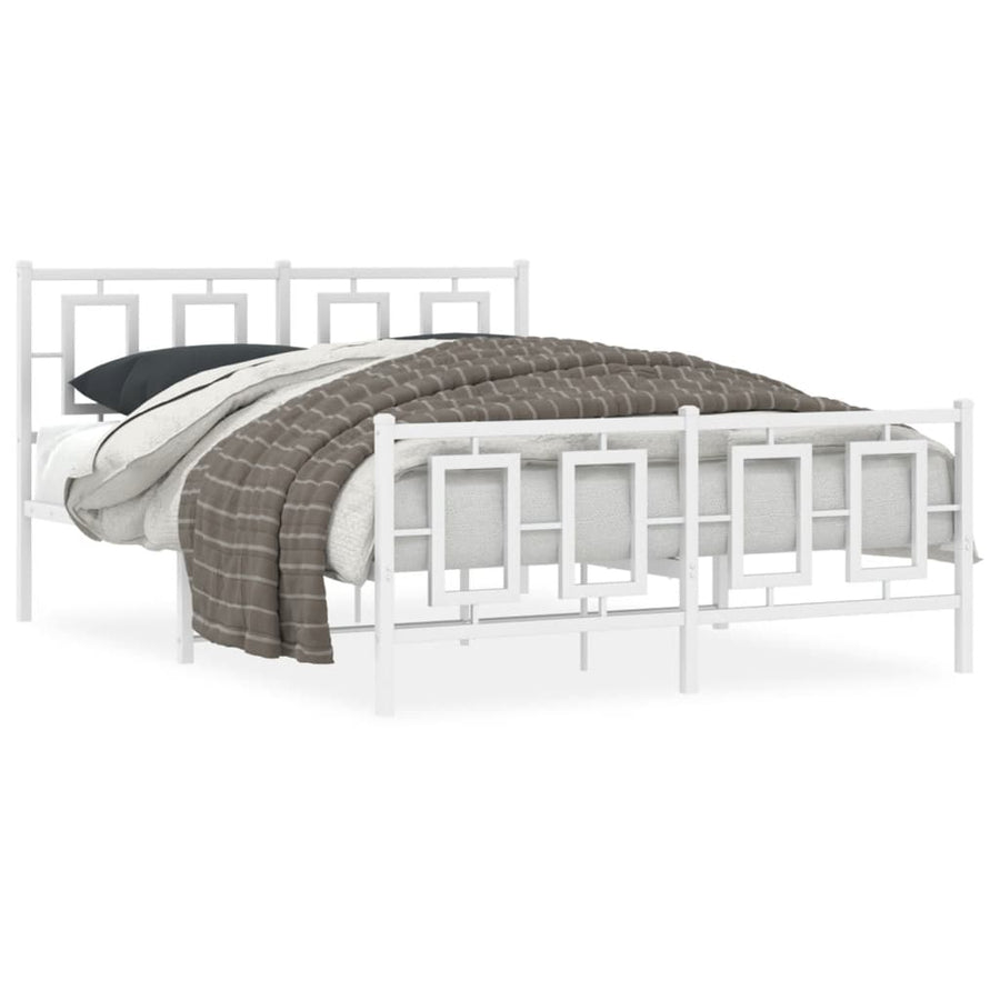 Bedframe Met Hoofd- En Voeteneinde Metaal Wit 140 x 190 cm met hoofdbord & voetbord