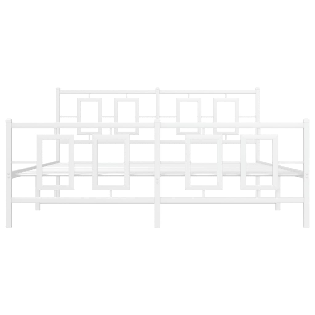 Bedframe Met Hoofd- En Voeteneinde Metaal Wit 150 x 200 cm met hoofdbord & voetbord